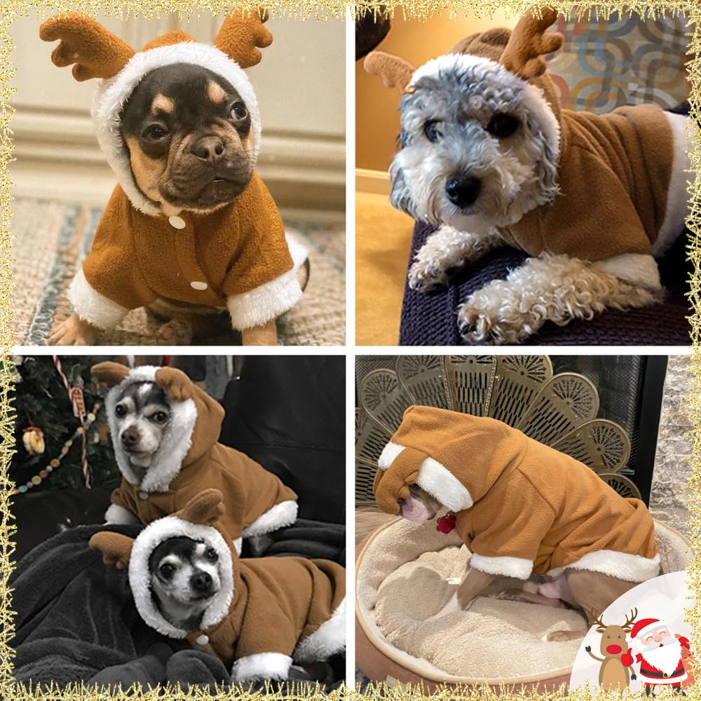 NACOCO Pet Costumes Dog Christmas Suit Dog Elk Santa Costume Polar Fleece Fit for Puppy Dog Teddy