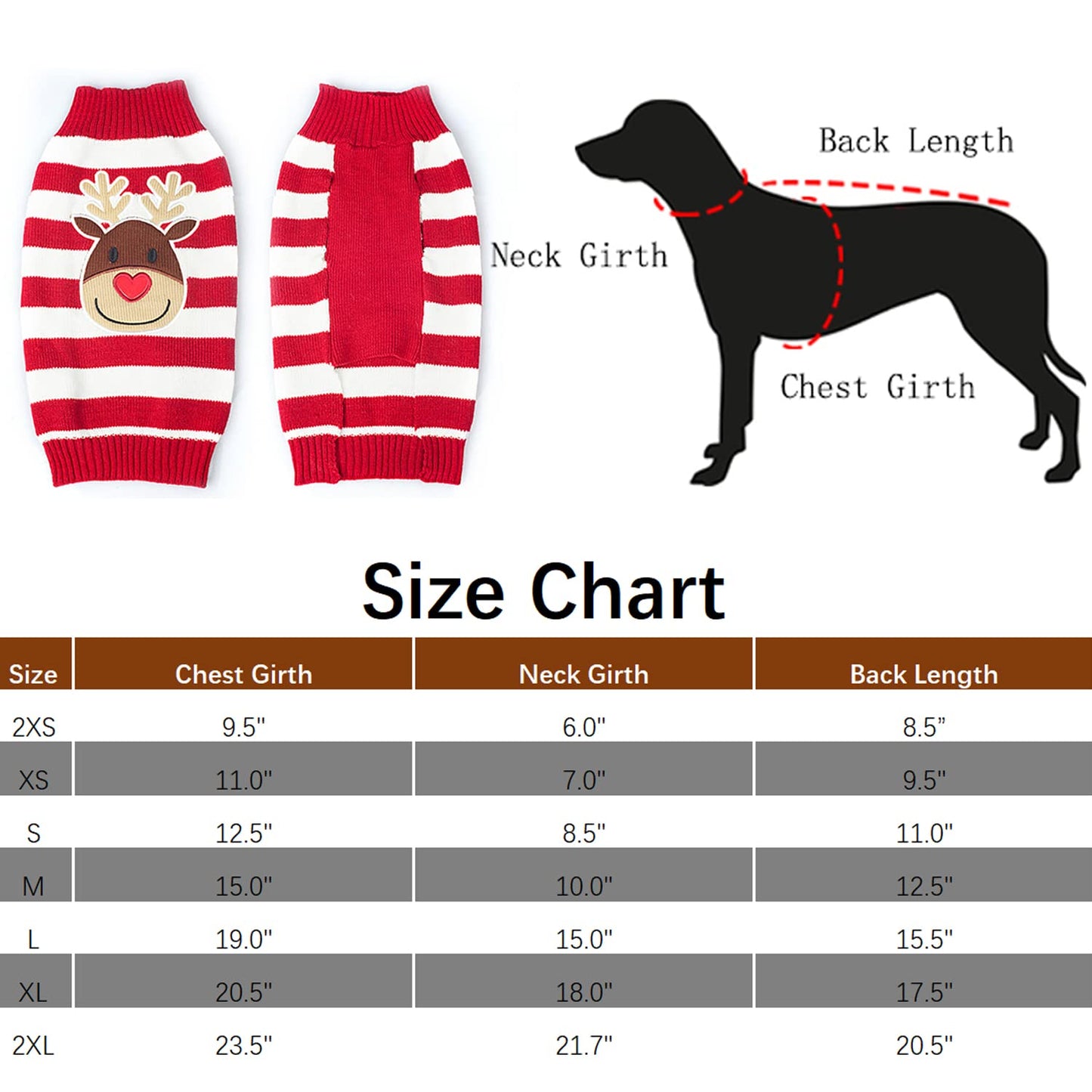 NACOCO Holiday Xmas Reindeer Sweaters Dog Sweaters New Year Christmas Sweater Pet Clothes for Small Dog and Cat