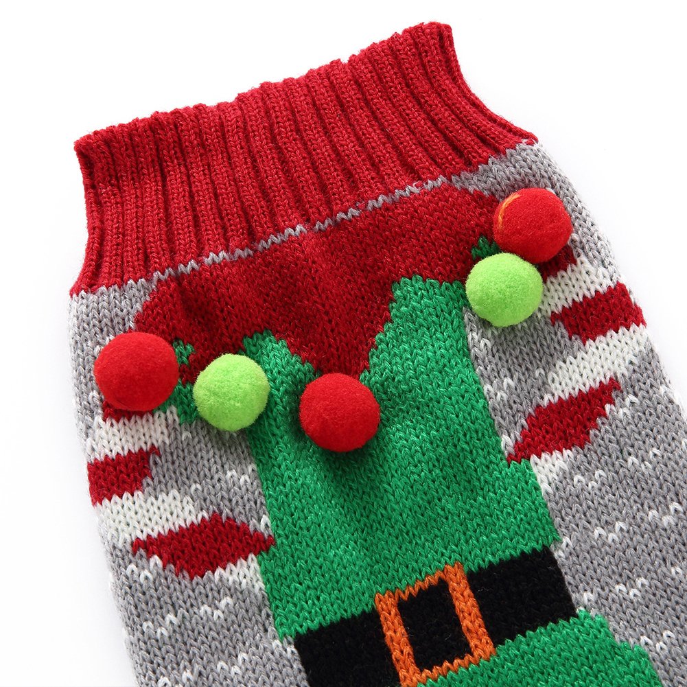 NACOCO Christmas Dog Sweater Ugly Elf Pet Jumper Clown Holiday and Party for Dog and Cat