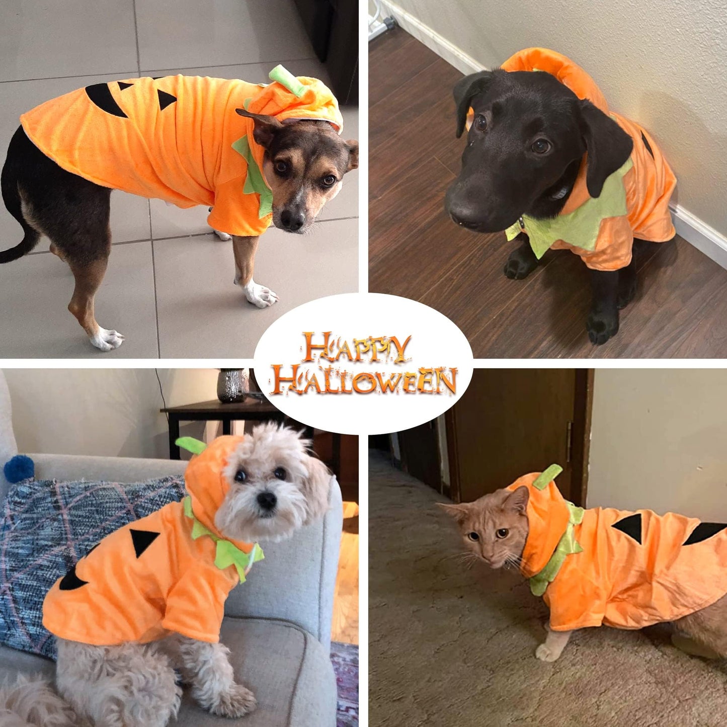 NACOCO Halloween Dog Cat Pumpkin Costume Puppy Clothes Fleece Hoodie Pet Coat for Small to Medium Dogs