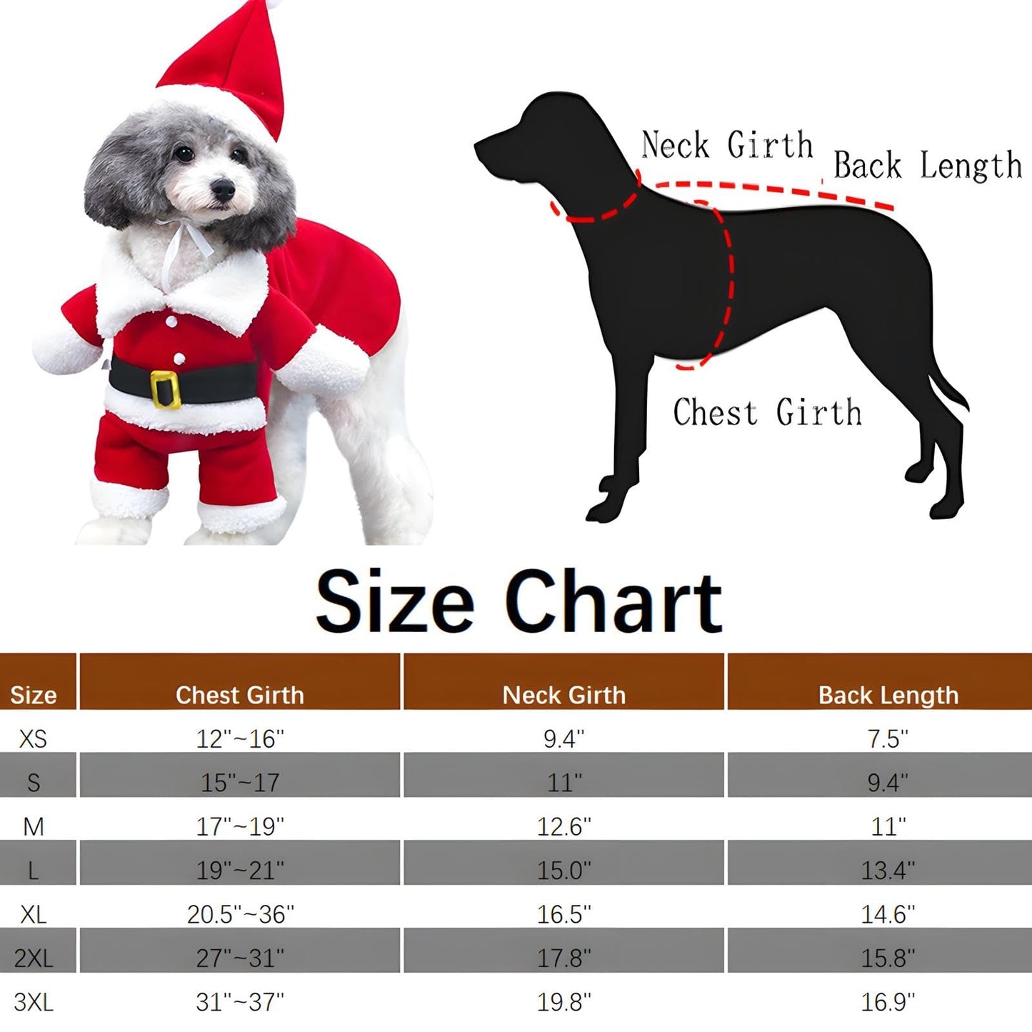 NACOCO Pet Christmas Costumes Dog Suit with Cap Santa Claus Suit Dog Hoodies Cat Xmas Costumes