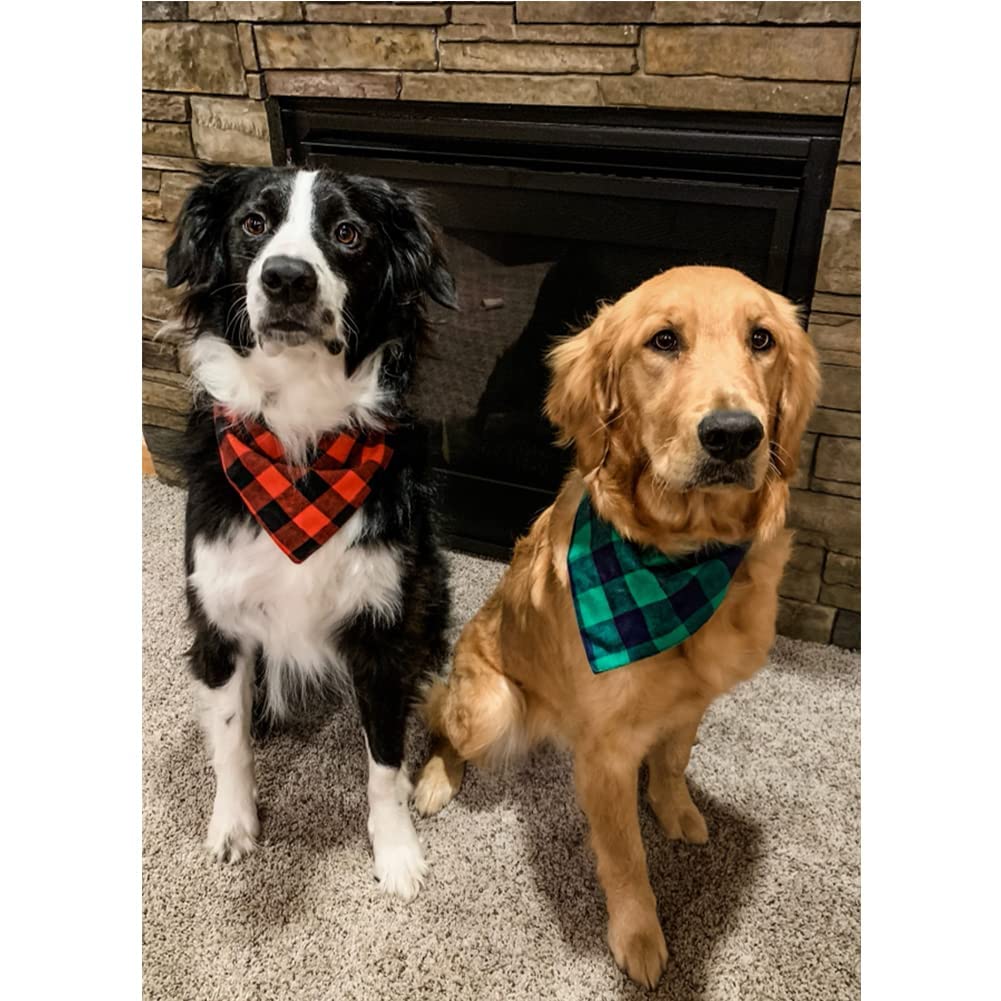 NACOCO Dog Bandana Bibs Pet Plaid Scarf Triangle Head Scarfs Accessories Neckerchief for Small and Medium Dog