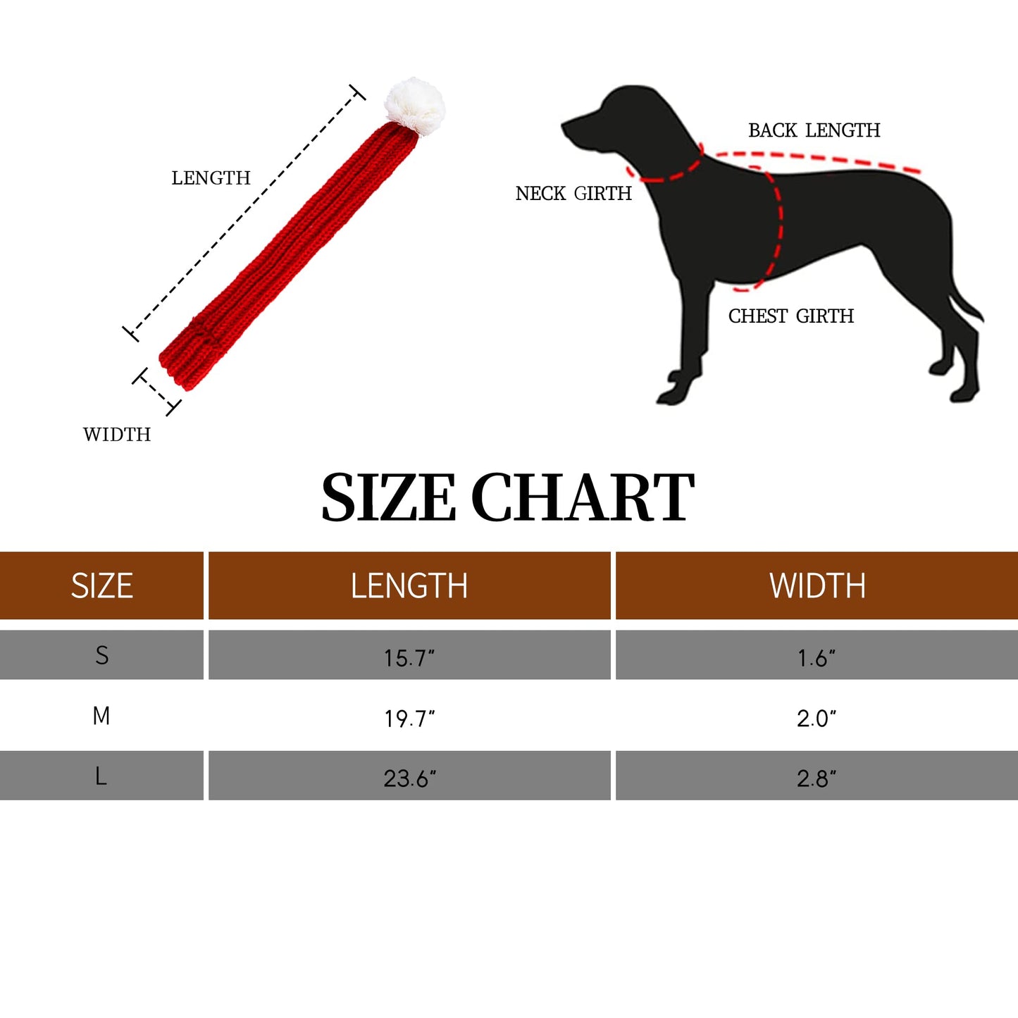 NACOCO Christmas Dog Knitted Scarf with White Pompom Warm Bandana Winter Holiday Pet Accessories Cat Scarves for Small Medium Cats Dogs Lovely Winter Outfits