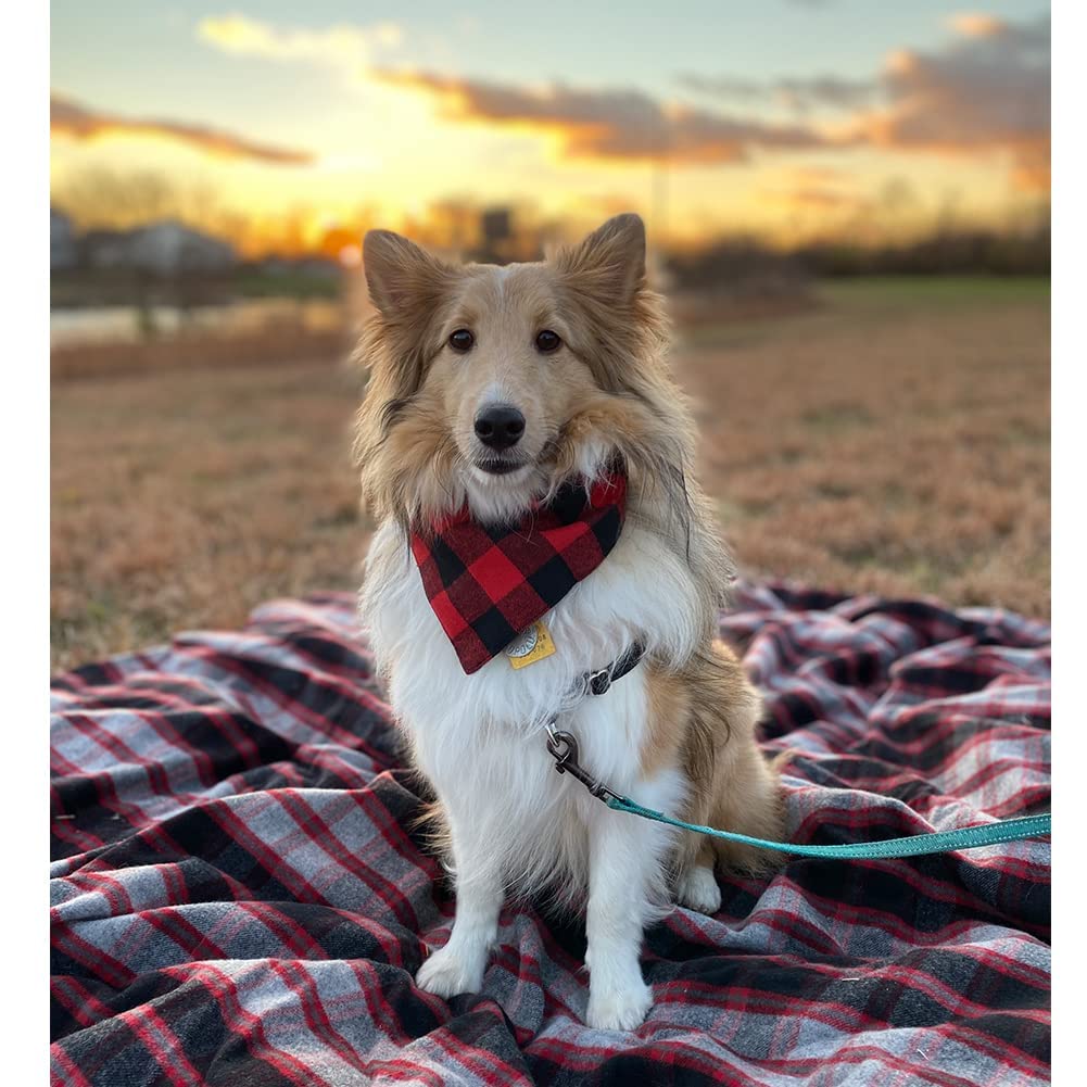 NACOCO Dog Bandana Bibs Pet Plaid Scarf Triangle Head Scarfs Accessories Neckerchief for Small and Medium Dog