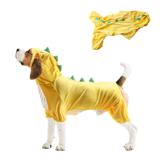 NACOCO Halloween Dog Dinosaur Costume - Pet Clothes Design Hoodie Yellow for Medium & Large Dog