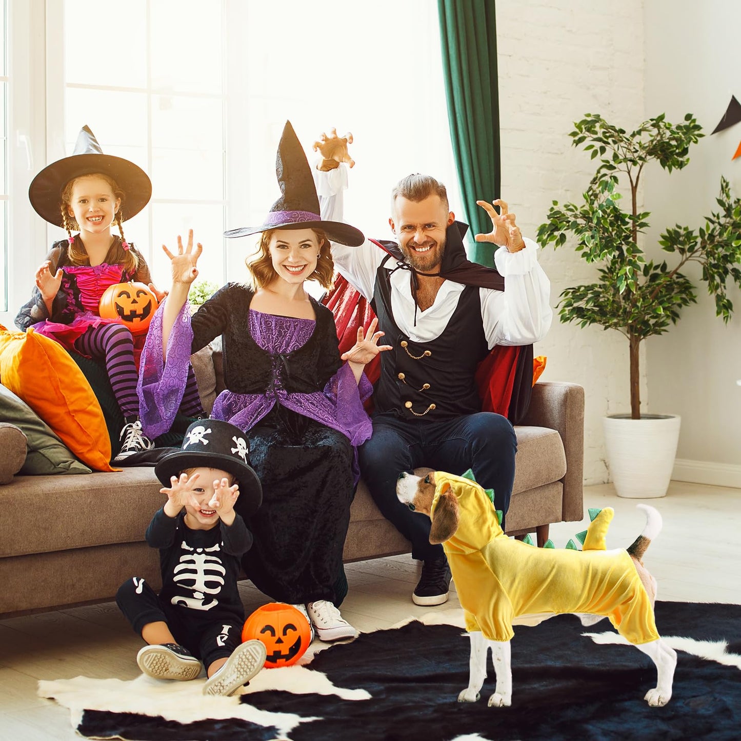 NACOCO Halloween Dog Dinosaur Costume - Pet Clothes Design Hoodie Yellow for Medium & Large Dog